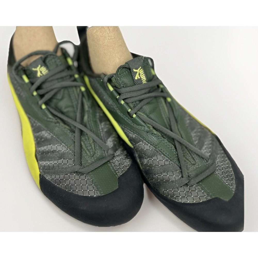 Puma Climbing Shoes EU 39 US 8.5 Gray Green Yellow Lace Up Rock Climb - Picture 2 of 9